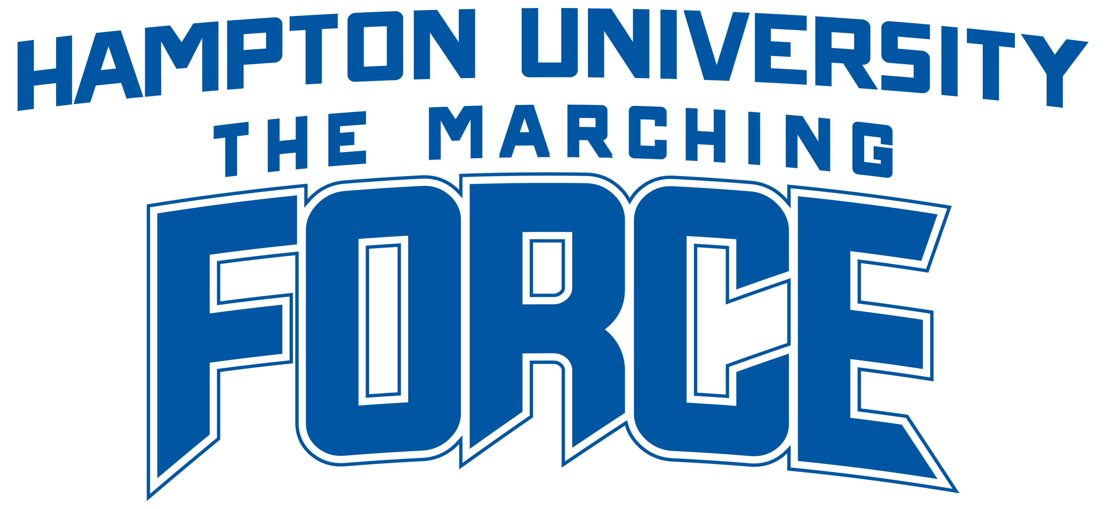 Hampton University Marching FORCE band wordmark in blue
