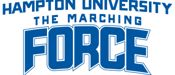 Hampton University Marching FORCE band wordmark in blue